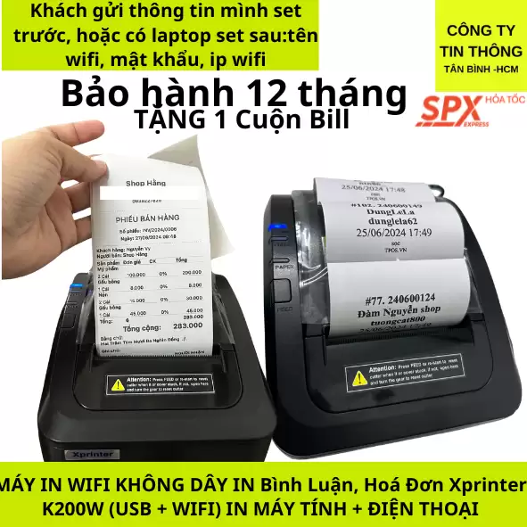 Máy in Chốt Đơn Live không dây Xprinter K200W