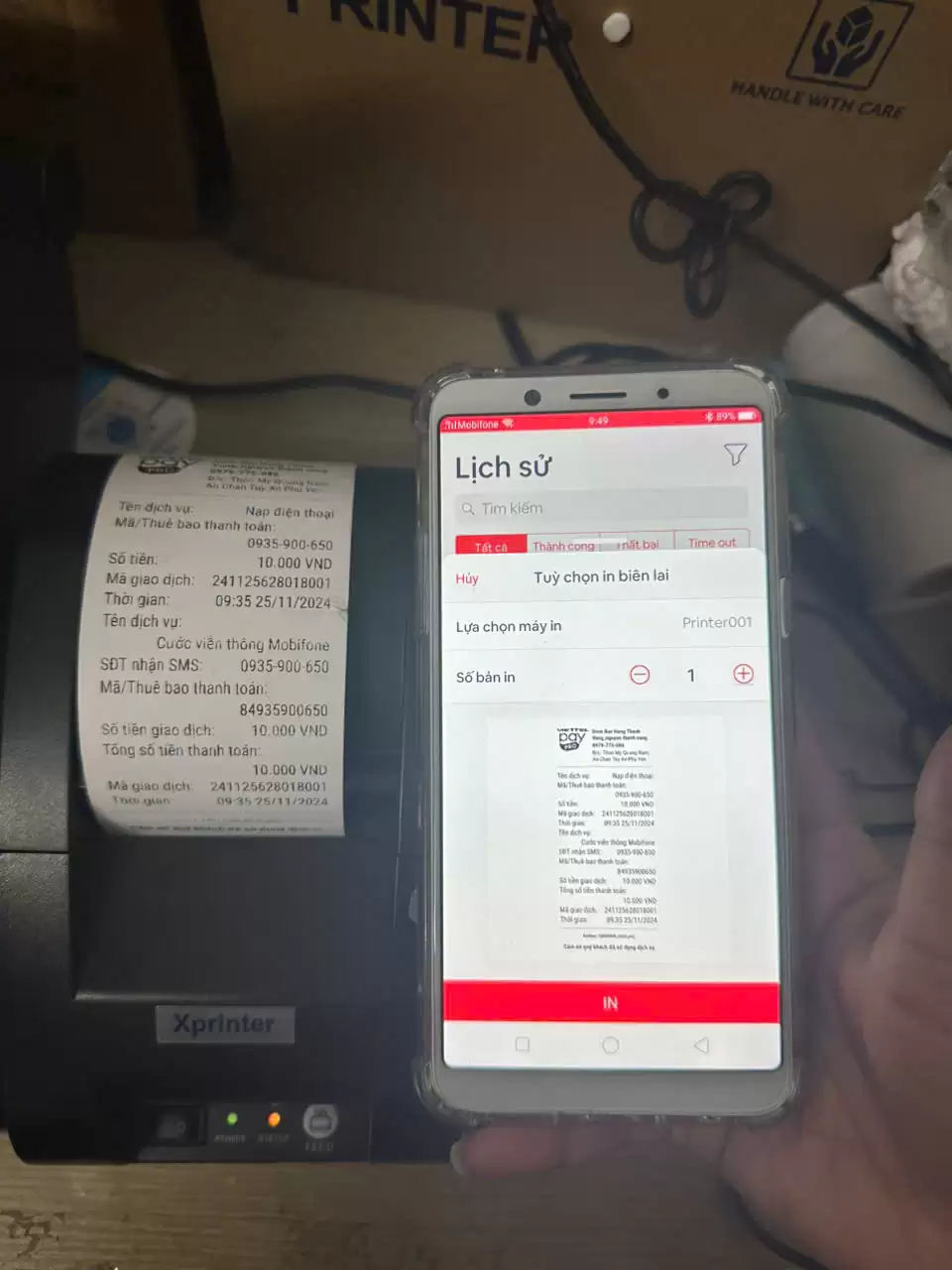 máy in nhiệt in app viettelpay pro Máy in nhiệt kết nối Bluetooth qua ứng dụng Viettelpay pro Xprinter 58IIh