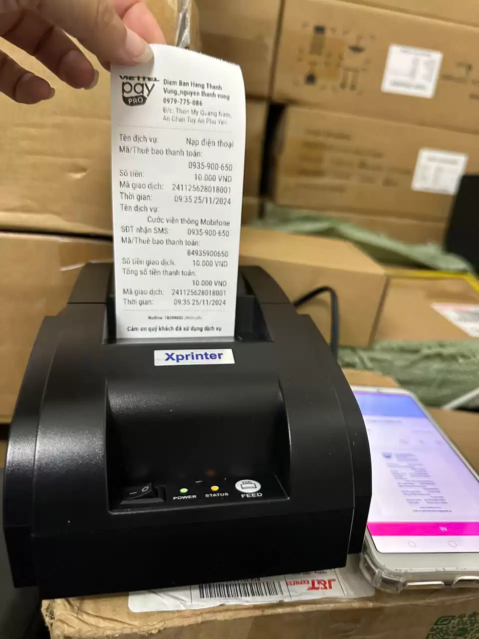 máy in hóa đơn viettelpay pro Máy in nhiệt kết nối Bluetooth qua ứng dụng Viettelpay pro Xprinter 58IIh