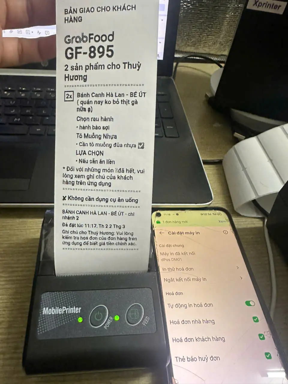 Máy in hóa đơn Grab food cầm tay bluetooth k58 Máy in hóa đơn Grabfood shopee food cầm tay bluetooth