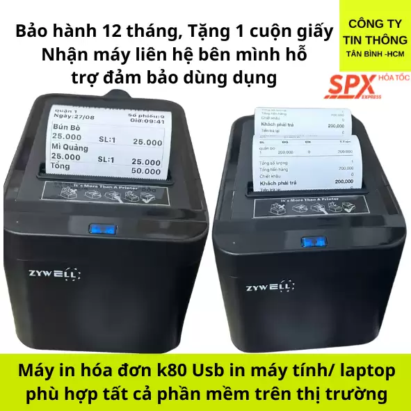 Máy In Bill K80 Cắt Giấy Tự Động cổng usb in máy tính