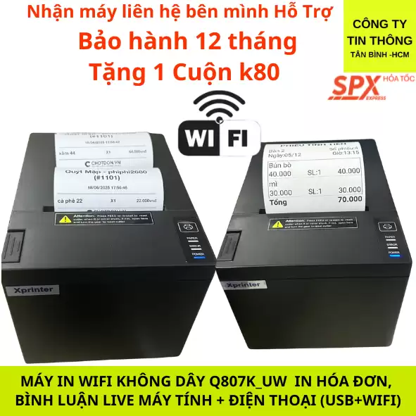 Máy In Hóa Đơn Xprinter XP-Q807K [USB + WiFi]