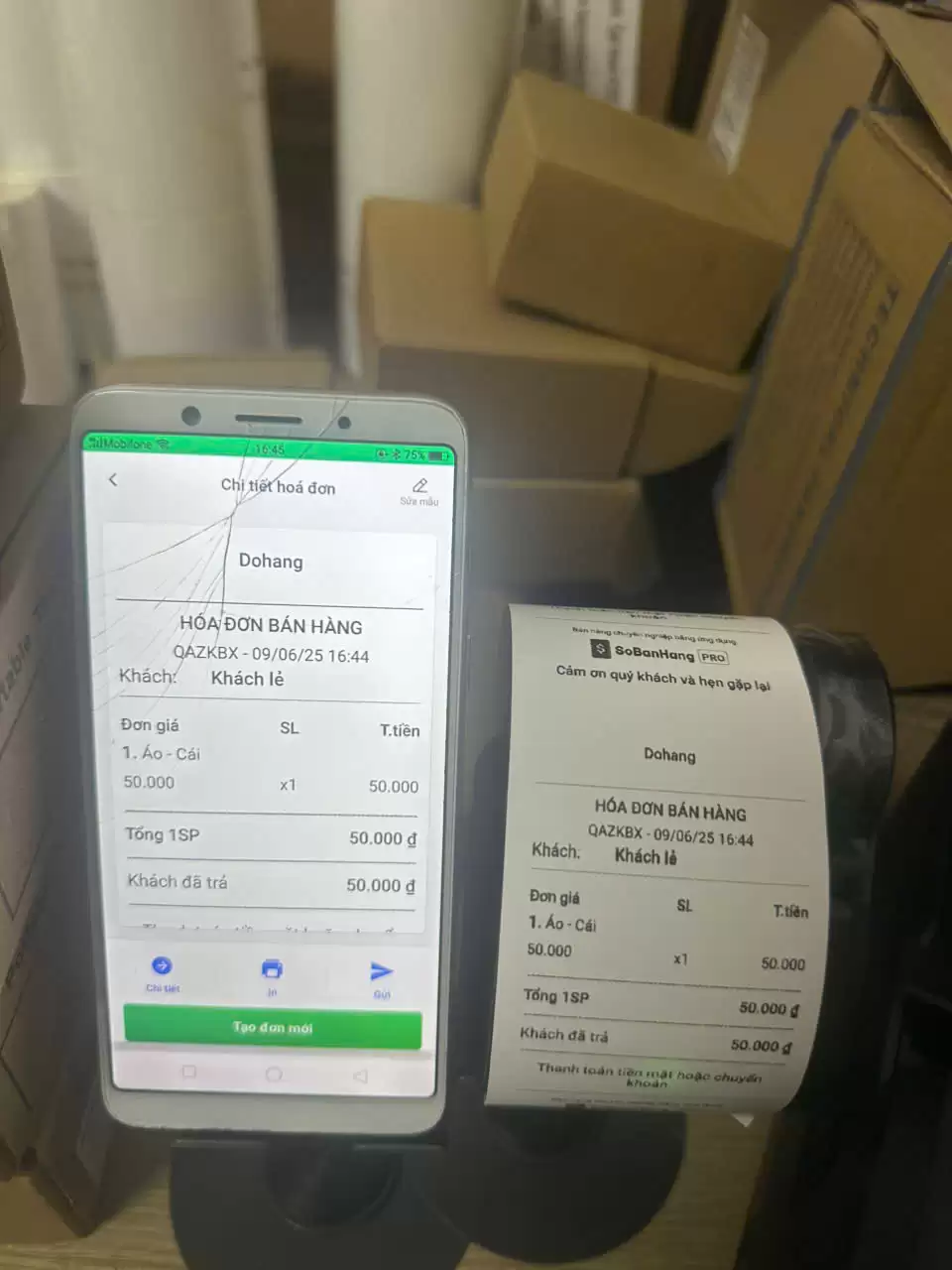 MÁY IN BILL SỔ BÁN HÀNG BLUETOOTH CẦM TAY
