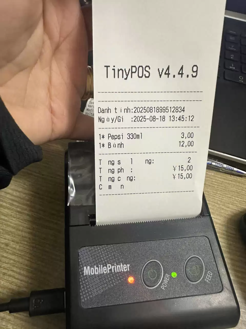 Máy in hóa đơn TinyPOS cầm tay bluetooth