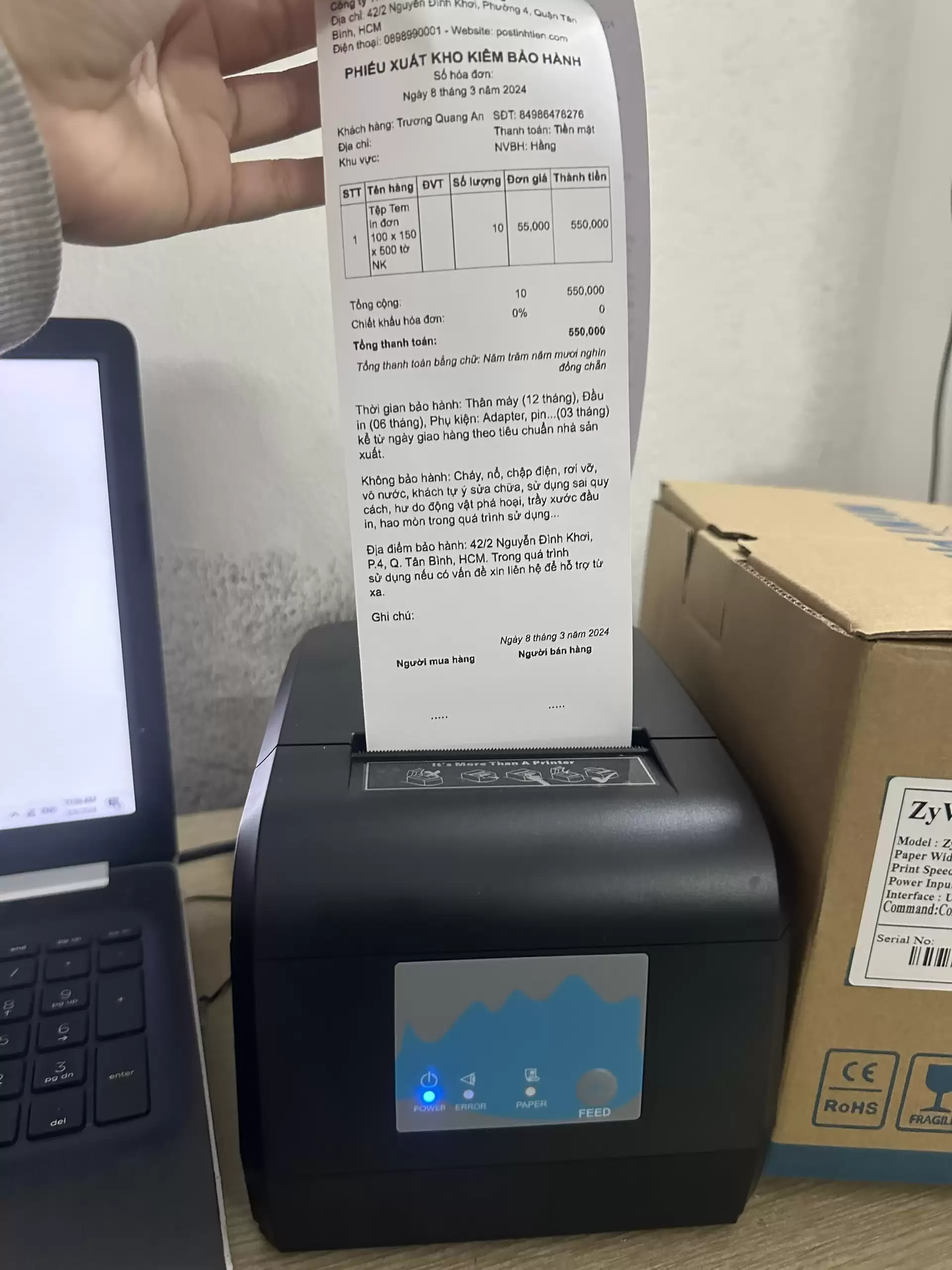 Máy in hóa đơn Wifi Zywell ZY908 | Kết nối không dây cho phần mềm KiotViet