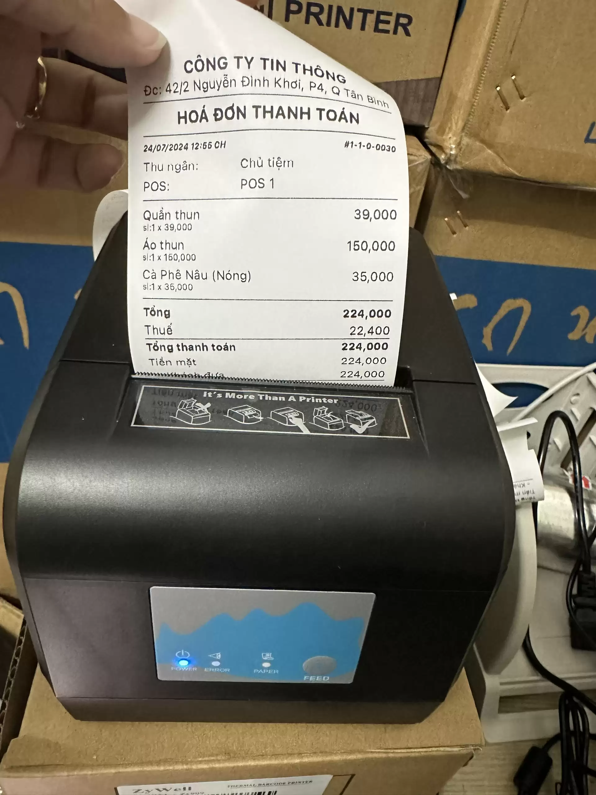 Máy in bill K80 kết nối điện thoại App Tendoo Zywell ZY908 – In hoá đơn Wifi không dây
