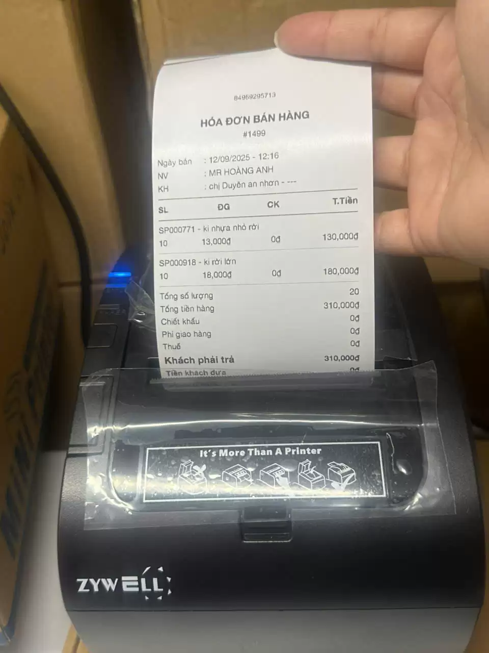 Máy in bill – Máy in hóa đơn Zywell ZY303 USB + LAN in phần mềm Sapo