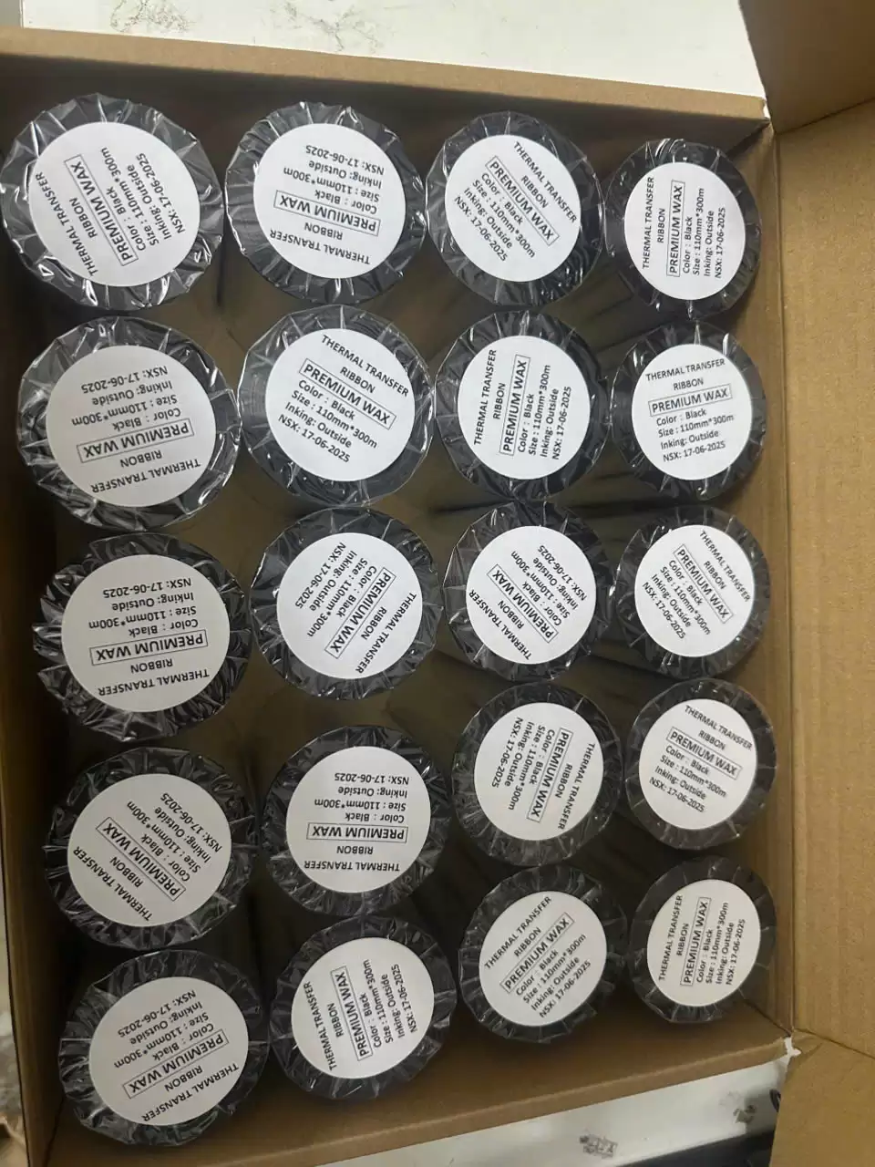 Mực in nhãn mã vạch Wax Resin 110mm x 300m – Ribbon in tem nhãn barcode