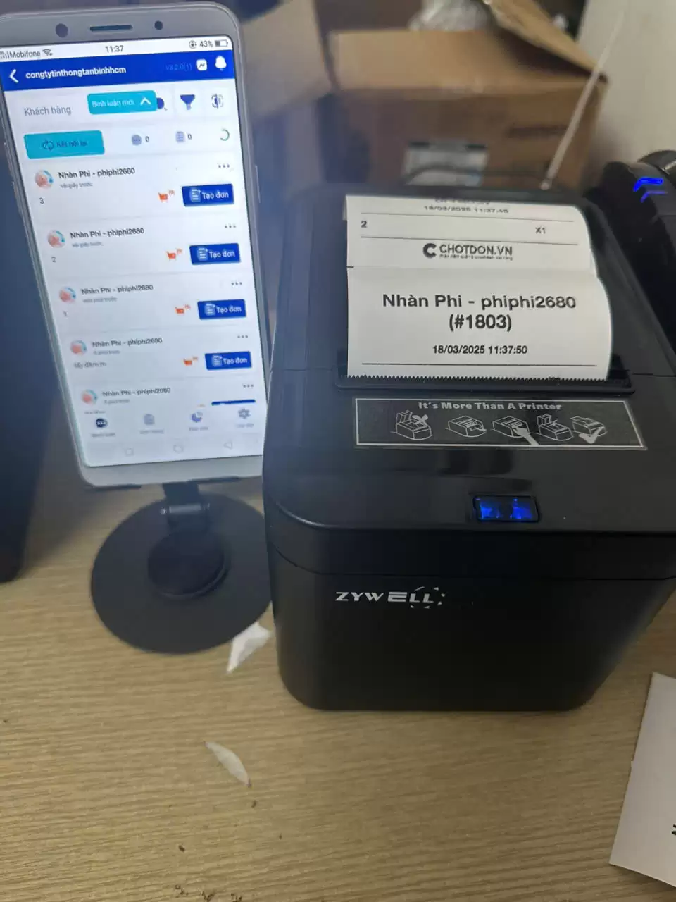 Máy in hóa đơn Zywell Zy-Q822 (USB, LAN) – In hóa đơn bán hàng, in bình luận live, in phiếu vận chuyển