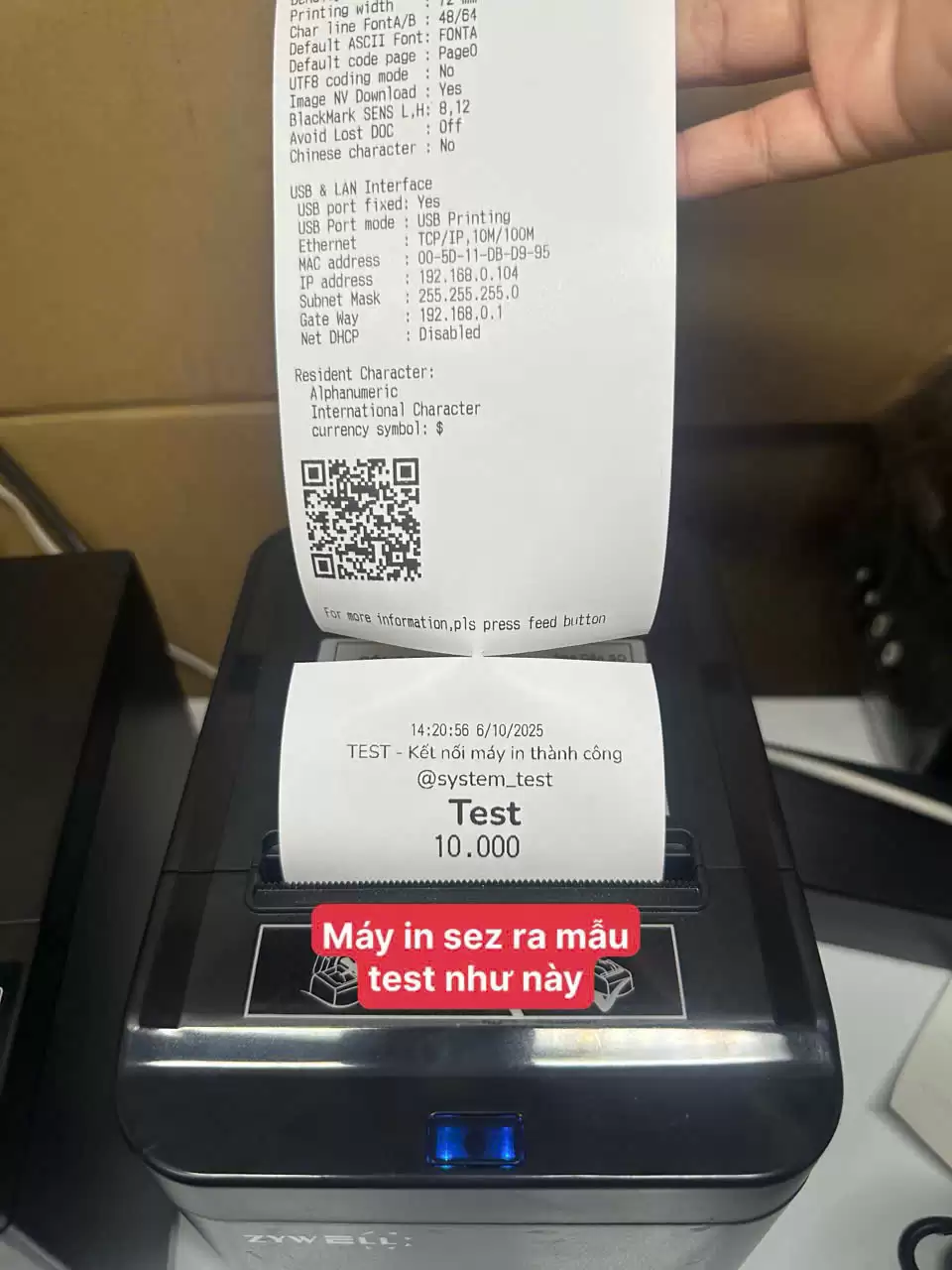 Máy in bình luận LIPI Zywell Q822 Cổng Lan
