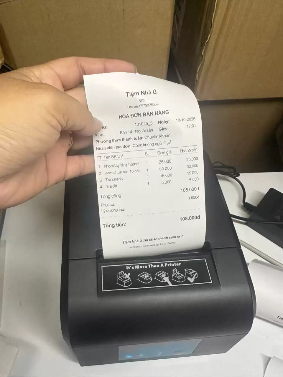 Máy in hóa đơn Wifi không dây Zywell ZY908 tương thích phần mềm MSELLER