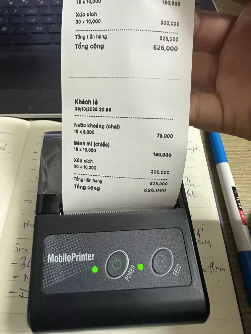 Máy In Hóa Đơn Cầm Tay Bluetooth Di Động – Tiện Lợi, In App Knote, Tương Thích Android iPhone