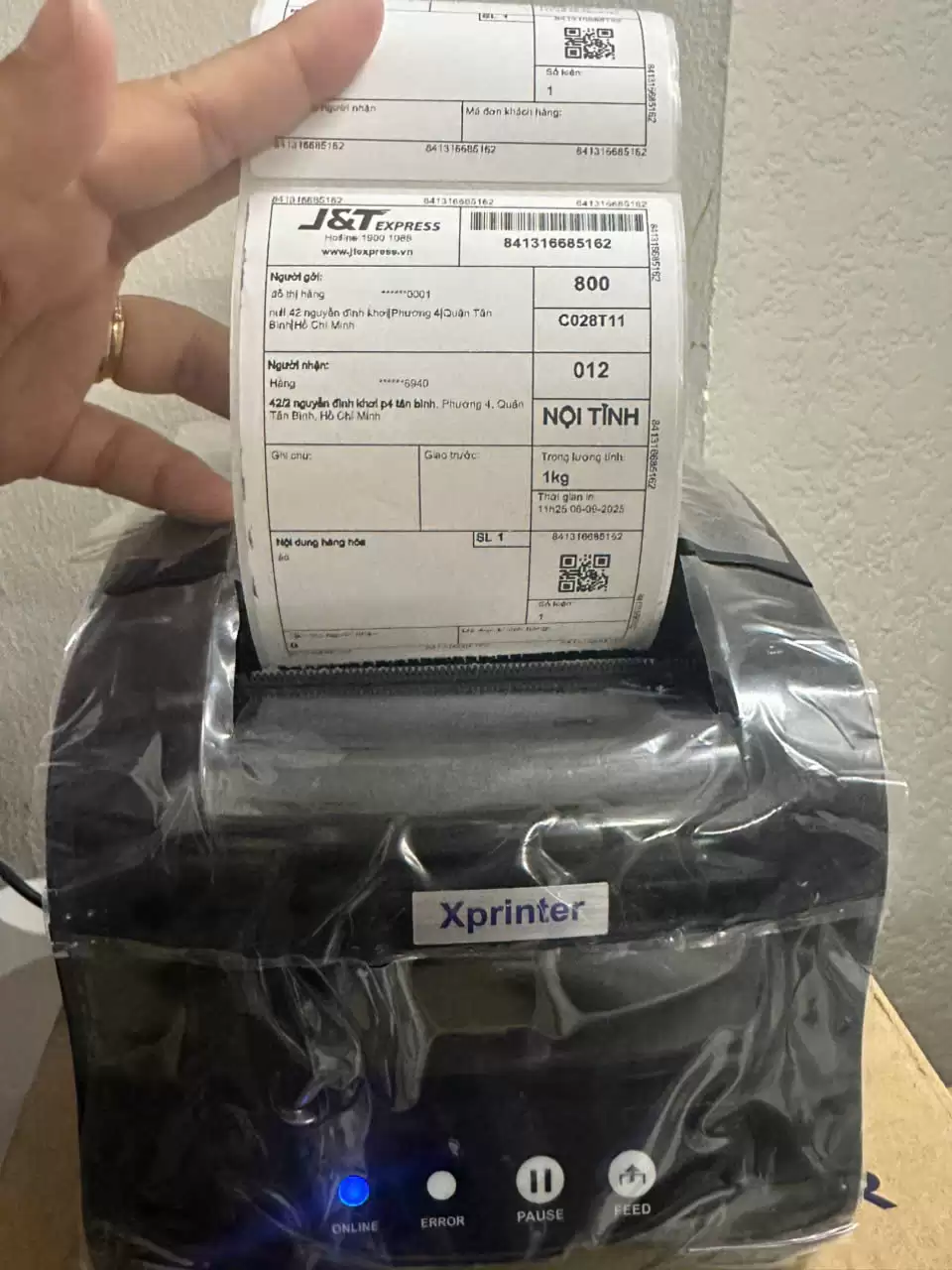 MÁY IN ĐƠN HÀNG J&T XPRINTER 365B KẾT NỐI MÁY TÍNH – IN KHỔ A7 (75x100MM)