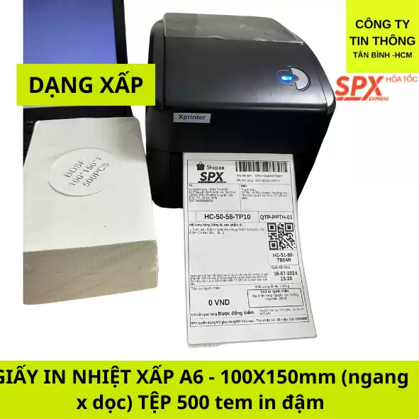 Giấy In Nhiệt A6 Dạng Tệp 500 Tờ – Thùng 20 Tệp In Đơn Shopee, TikTok, Vận Chuyển