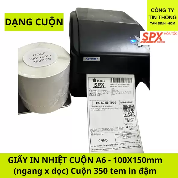 Cuộn Giấy In Nhiệt A6 (100×150) In Vận Đơn 350 Tờ – Thùng 30 Cuộn In Đơn Shopee, TikTok Sắc Nét
