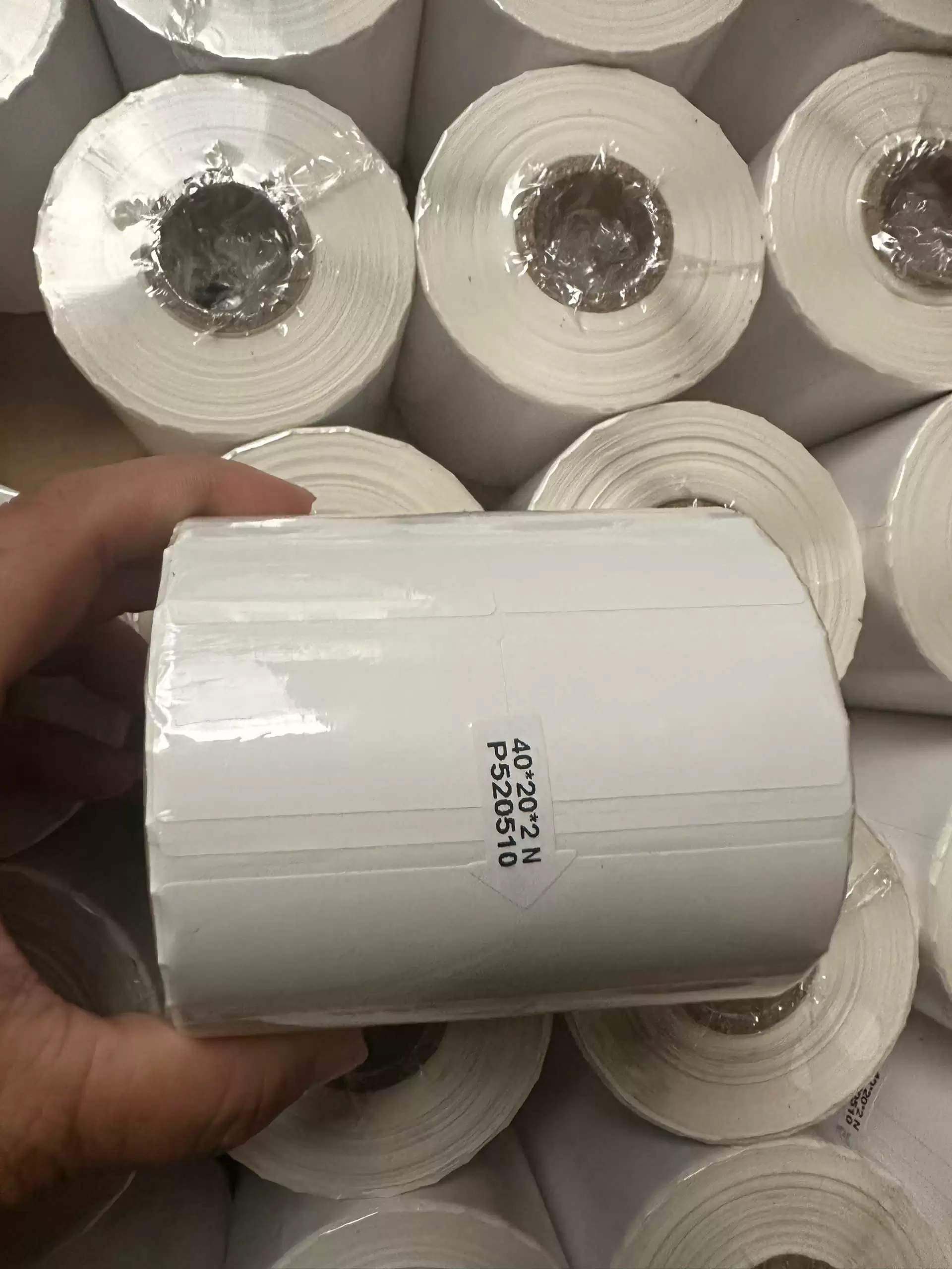 GIẤY DECAL 2 TEM 40x20mm x 50M – IN MỰC (DÙNG RIBBON)