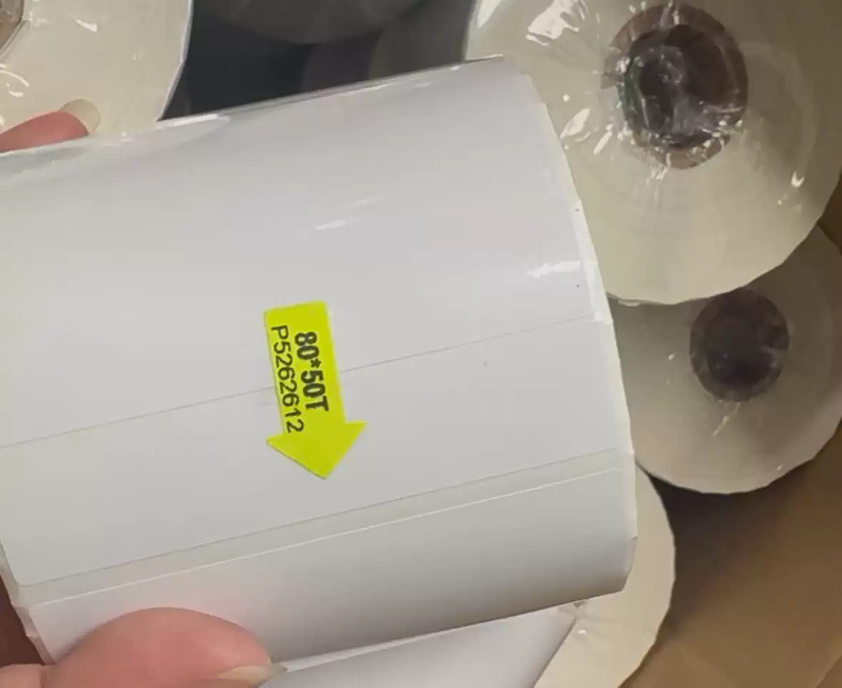 Decal 80×50 cuộn 50m – Tem mực in mã vạch