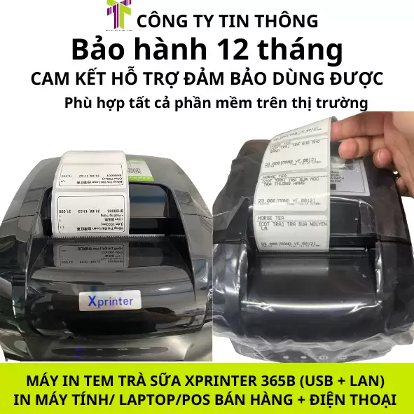 Máy In Tem Nhãn Coffee, Trà Sữa Xprinter XP-365B – In Trên Phần Mềm POS365
