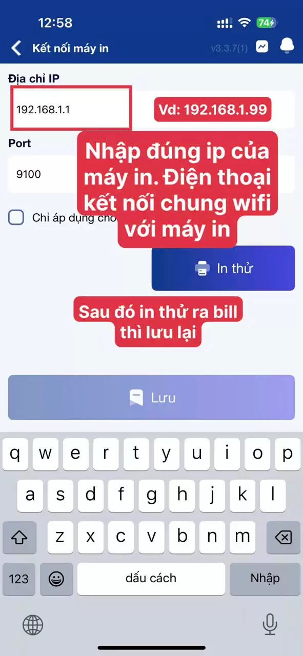 HƯỚNG DẪN THÊM IP MÁY IN WIFI VÀO APP CHỐT ĐƠN LIVESTREAM CHOTDON.VN