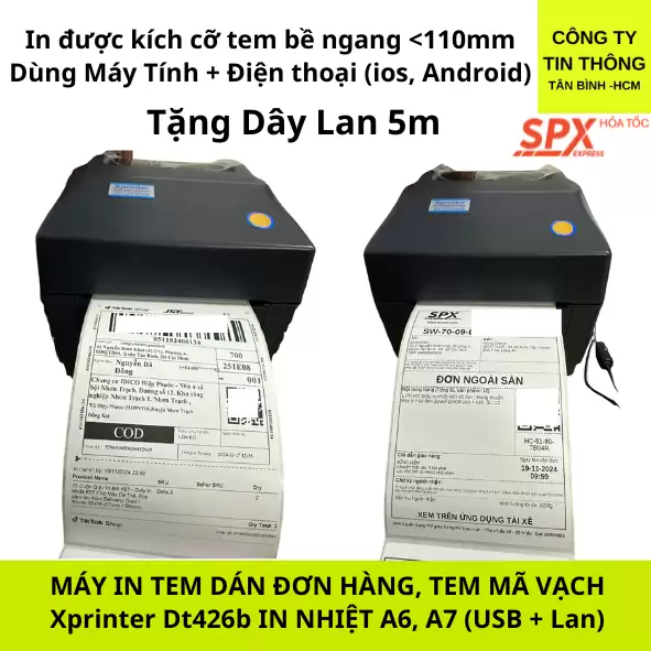 MÁY IN NHIỆT ĐƠN HÀNG A6 – XPRINTER DT426B USB + LAN
