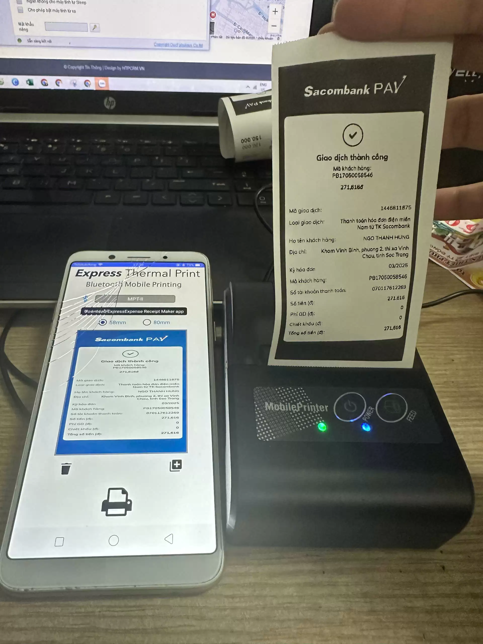 Máy In Hình Ảnh – Hóa Đơn Cầm Tay Bluetooth Khổ K58 (58mm)