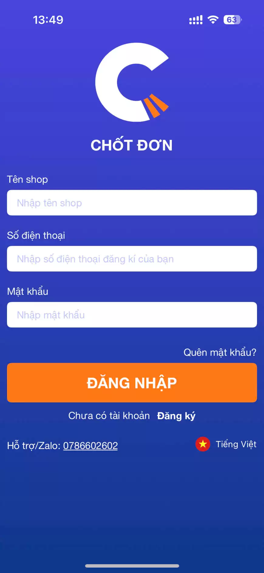 Cách tạo tài khoản dùng thử phần mềm in bình luận livestream tiktok chotdon.vn