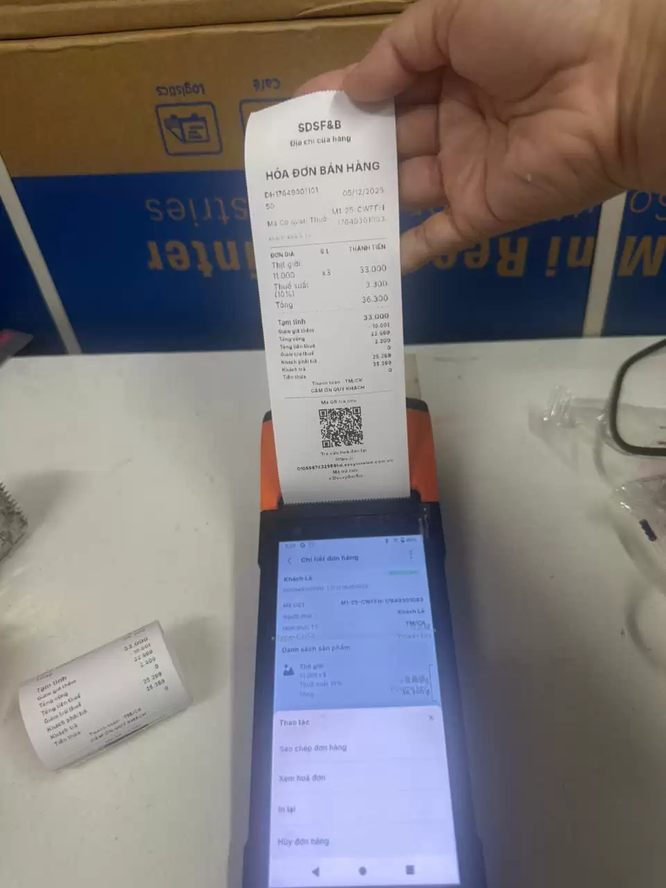 MÁY POS SUNMI V2S RAM 3G – HỖ TRỢ IN HÓA ĐƠN PHẦN MỀM EASY POS