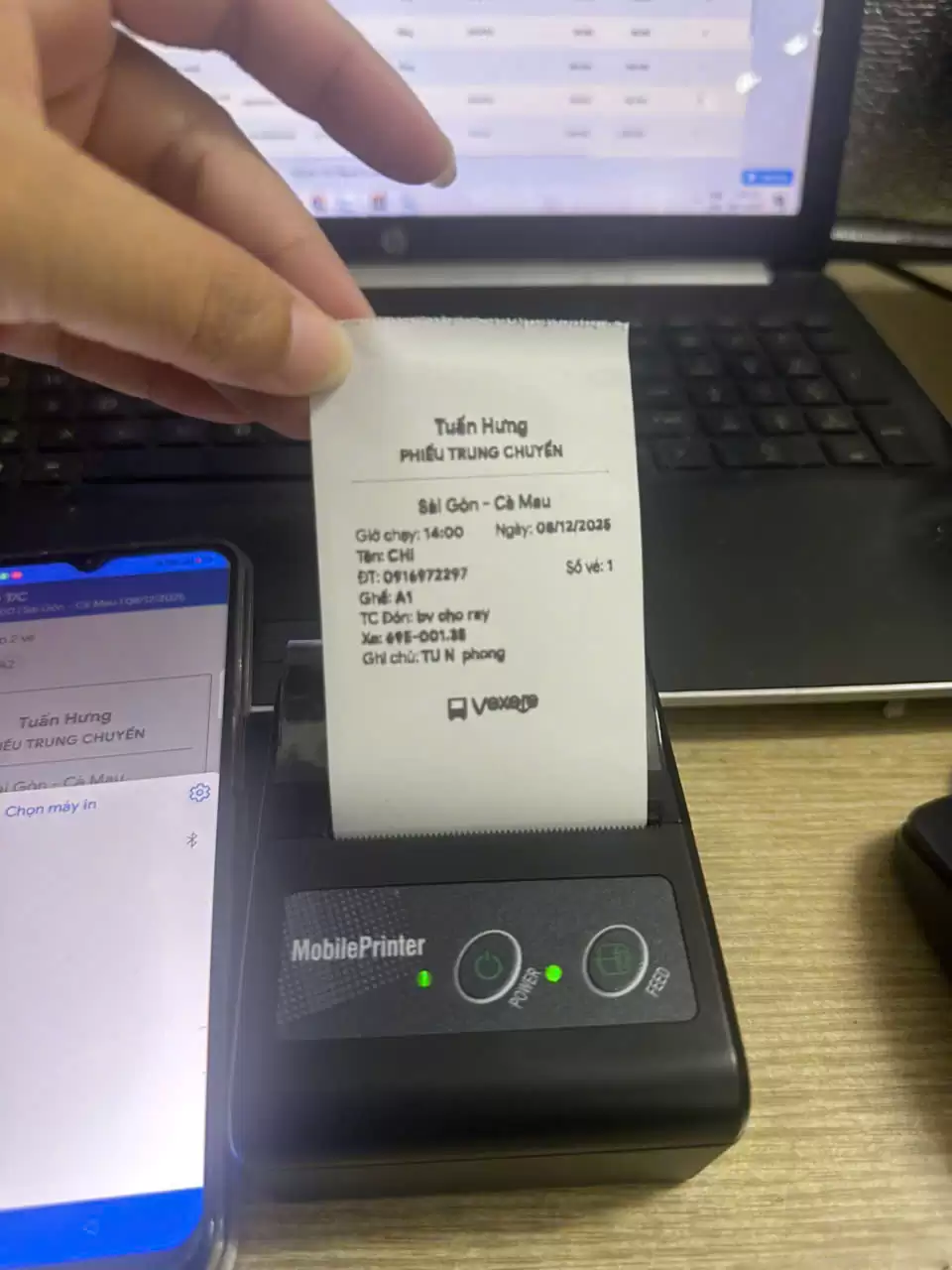Máy In Hóa Đơn Cầm Tay Bluetooth – In Vé Xe app vexere