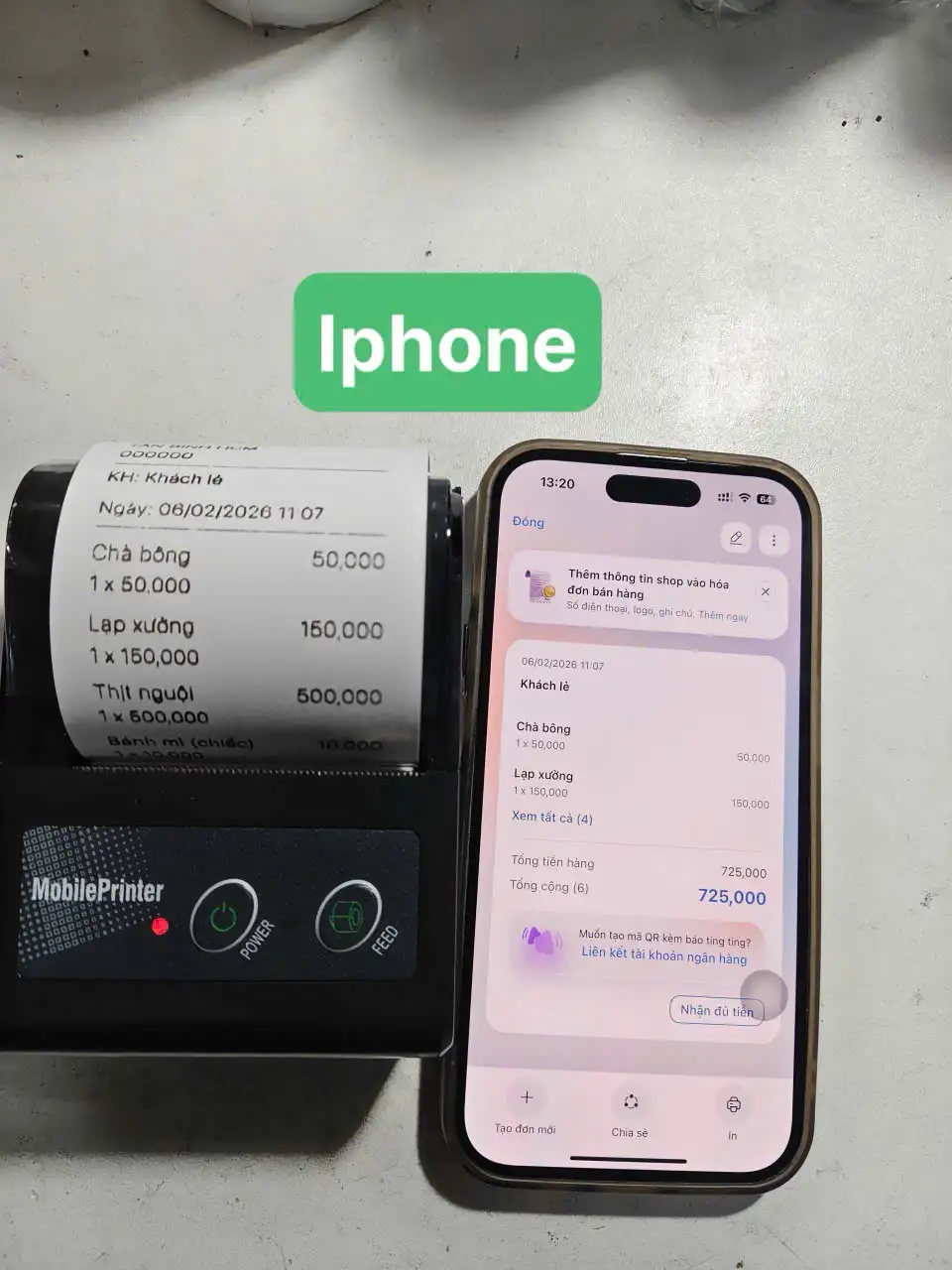 áy in hóa đơn Bluetooth kết nối điện thoại app knote Máy In App KNote Cầm Tay Bluetooth K58 – In Hóa Đơn Từ Điện Thoại