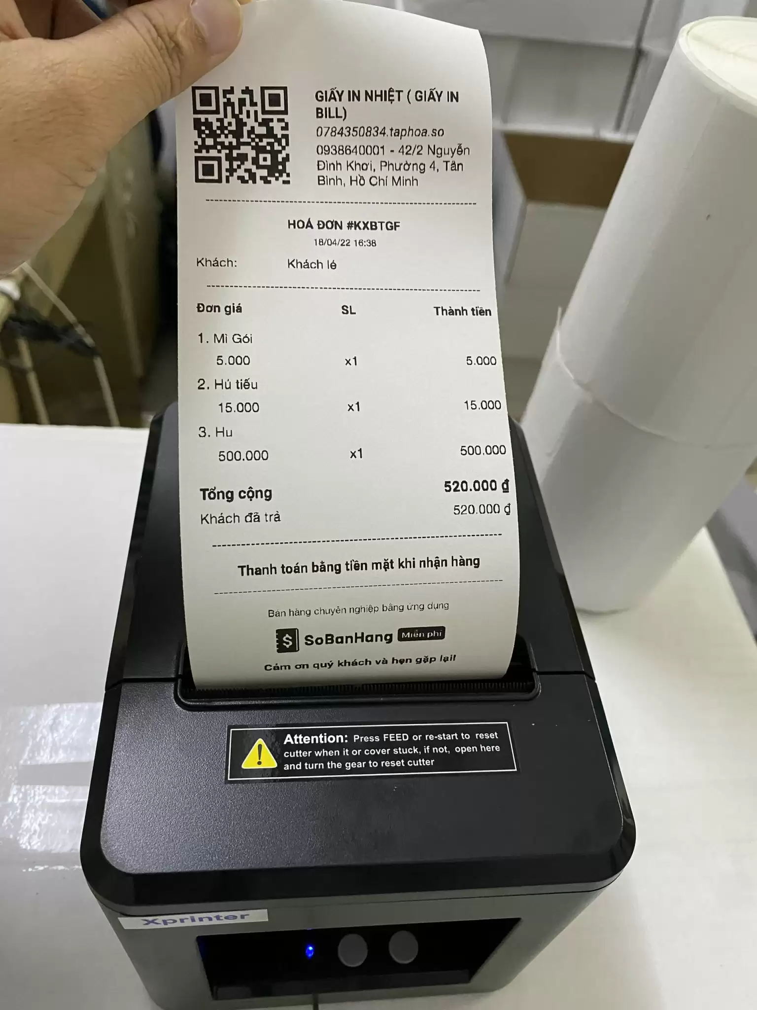 Máy In Hóa Đơn App Sổ Bán Hàng XP-T80L USB LAN