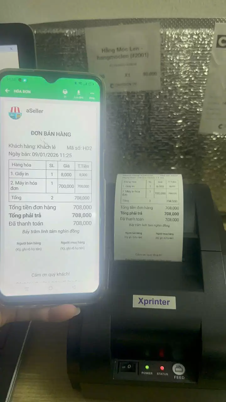 máy in bill app ASELLER MÁY IN HOÁ ĐƠN BLUETOOTH XPRINTER K58 – IN APP ASELLER MIỄN PHÍ