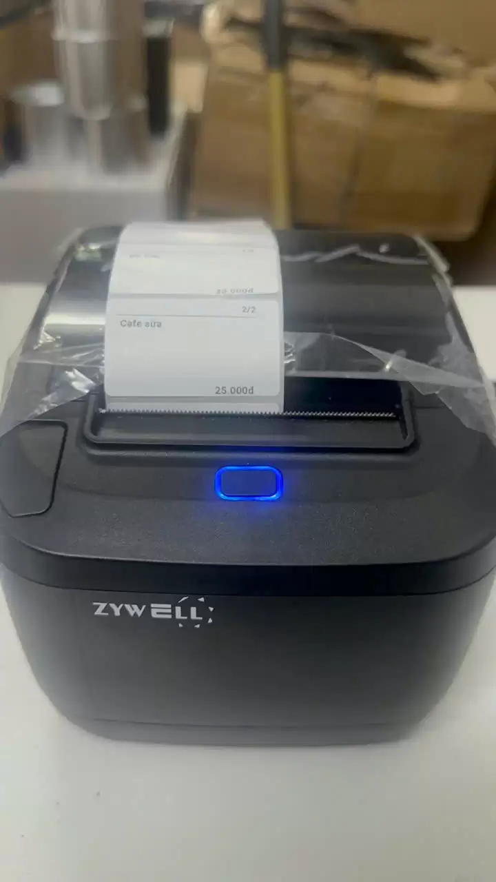 Máy in tem Zywell ZY310 in phần mềm AIBAT trên điện thoại – Kết nối USB + LAN