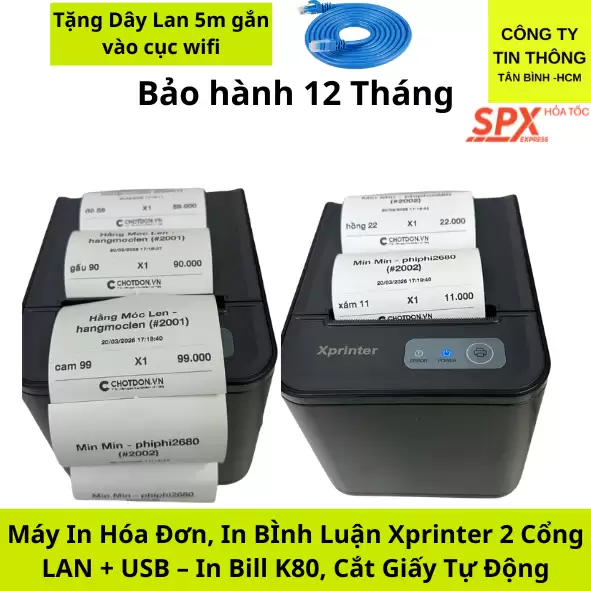 Máy In Bình Luận Xprinter XP-80TS Cổng LAN – In Comment Livestream