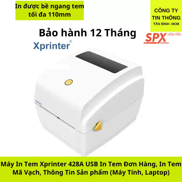 Máy In Tem Mã Vạch Xprinter XP-428A – In Đơn Hàng, Shopee, TMĐT Khổ 110mm