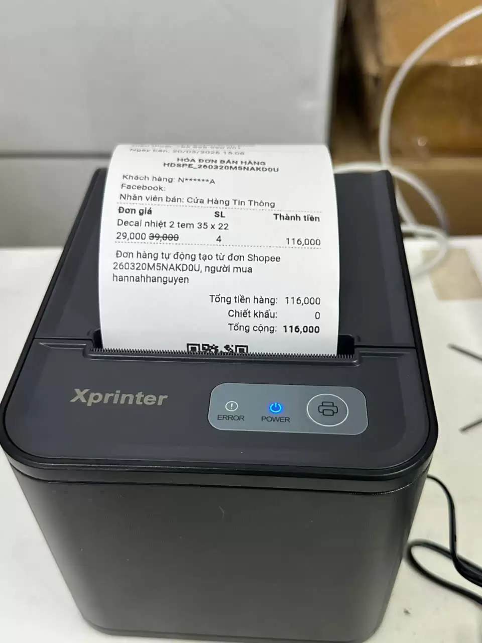 máy in xprinter 80ts Máy In Bill KiotViet Xprinter XP-80TS (USB + LAN) – In nhanh, ổn định