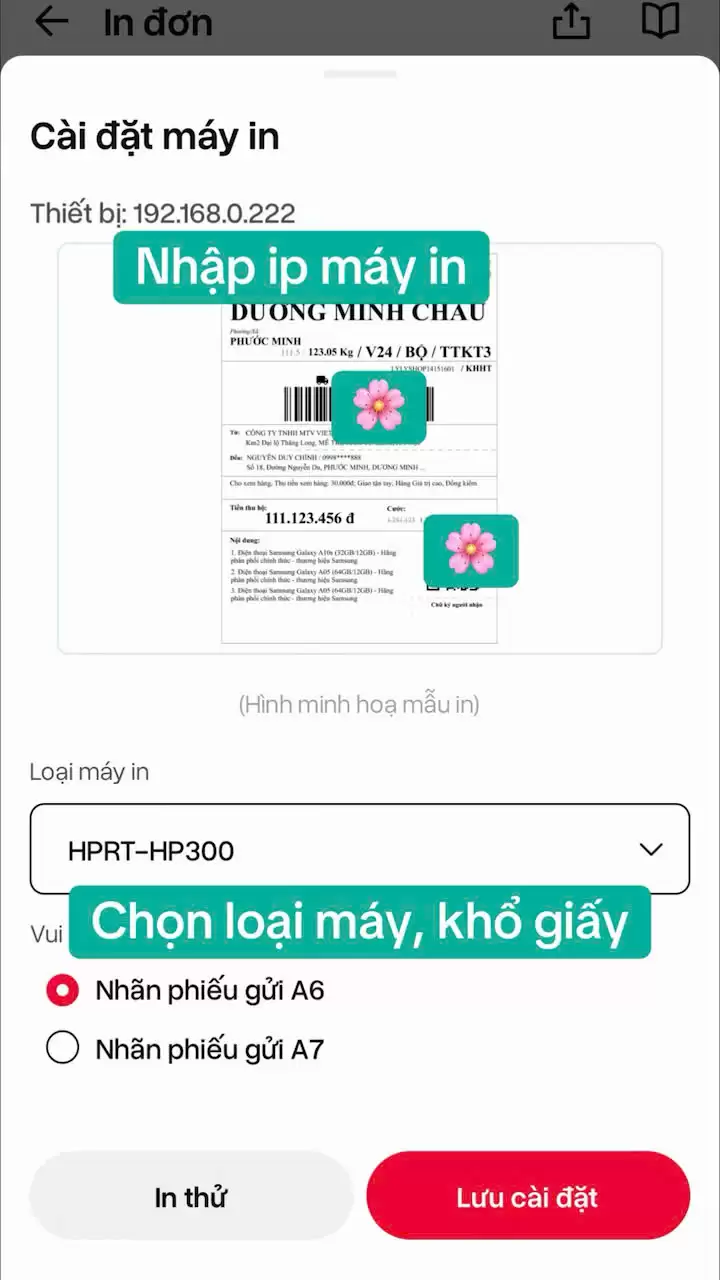 Cách in Viettel Post bằng điện thoại