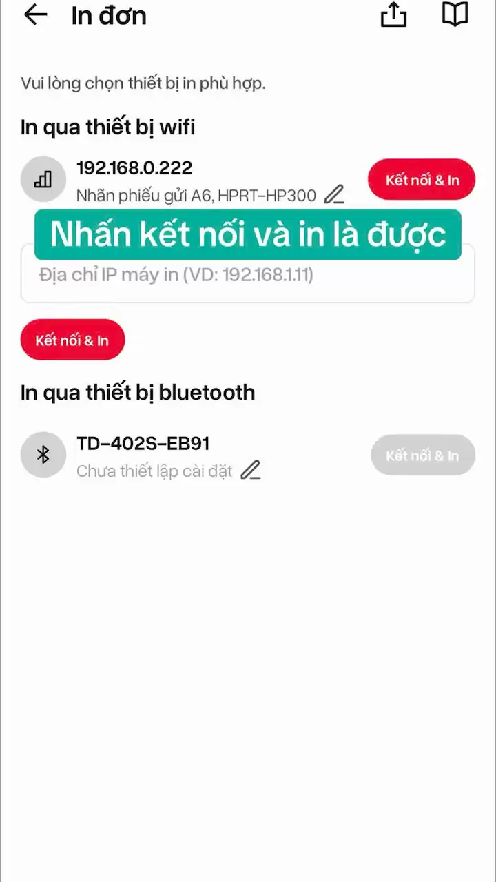 Cách in Viettel Post bằng điện thoại