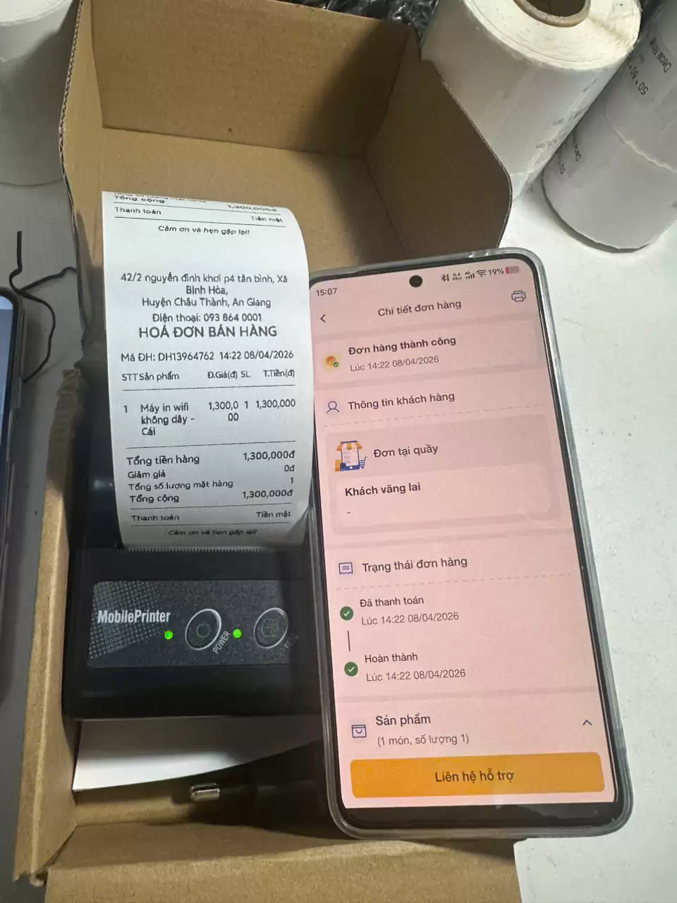 máy in eco bluetooth Máy in hóa đơn Bluetooth cho điện thoại – Dùng phần mềm Eco Tiệm Số Hóa
