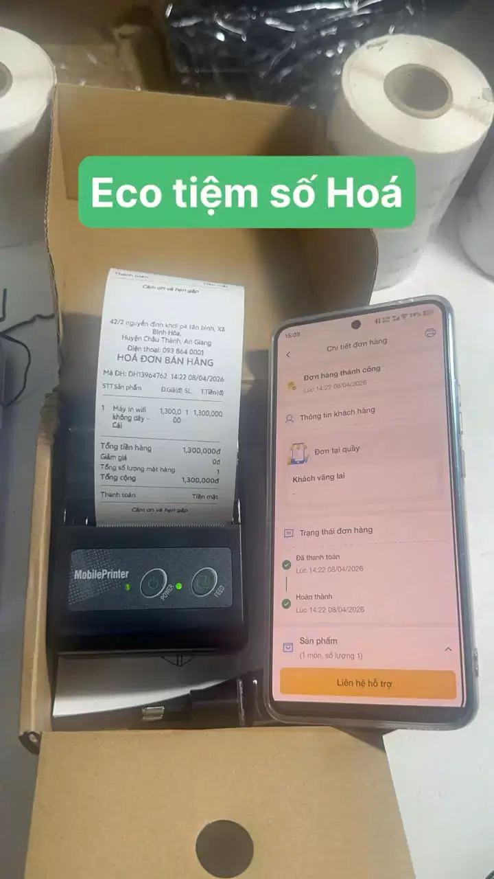 Máy in hóa đơn Bluetooth cho điện thoại – Dùng phần mềm Eco Tiệm Số Hóa
