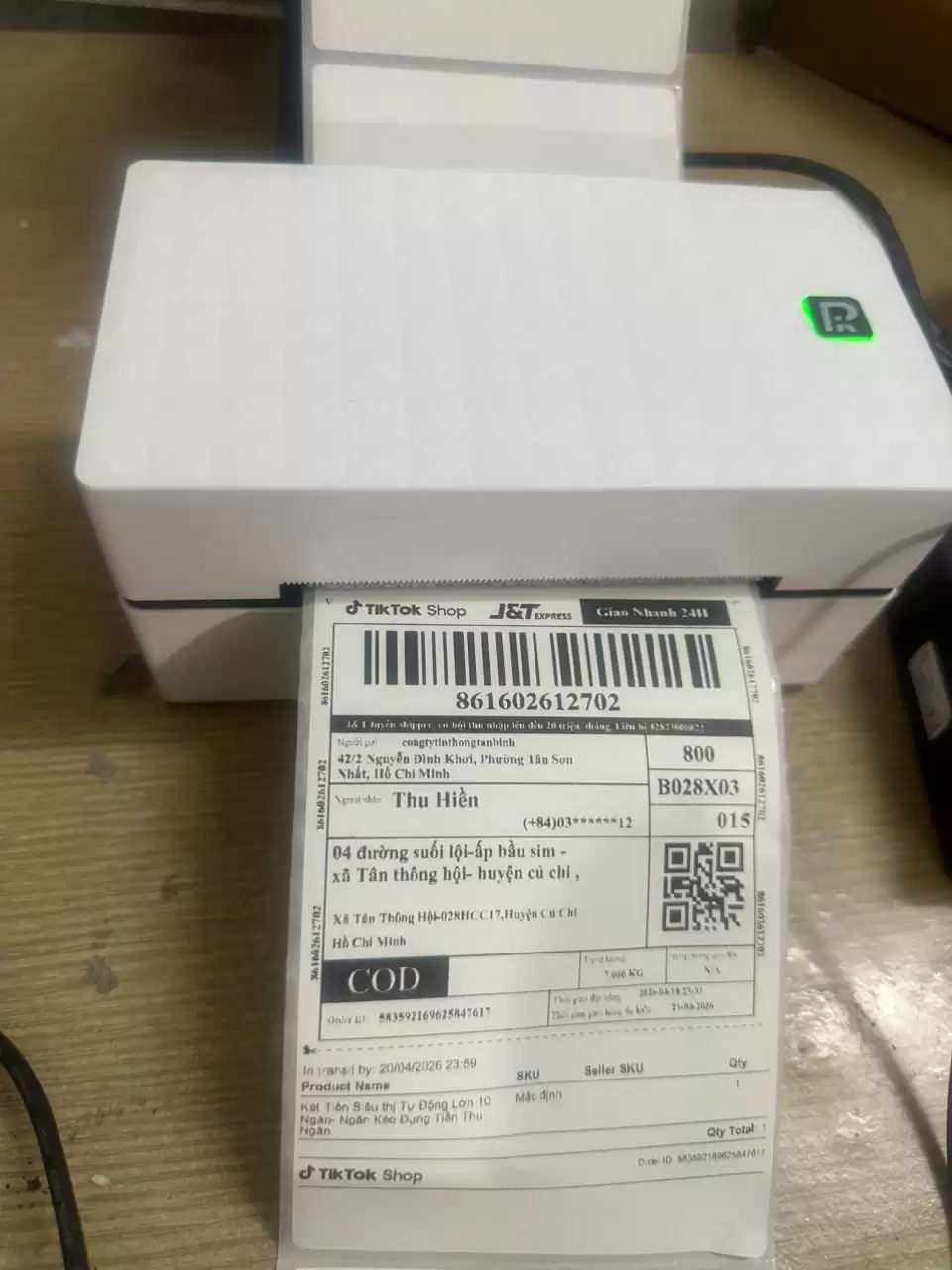Máy in đơn hàng TikTok Shop bằng điện thoại Bluetooth BY-482BT