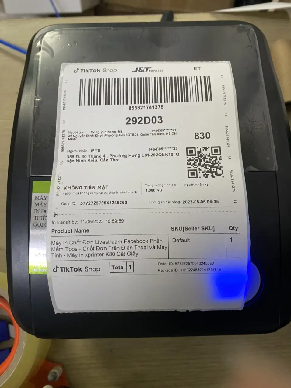 Máy In App ALLSHIP In Điện Thoại Máy Tính Xprinter XP-420B Cổng LAN + USB