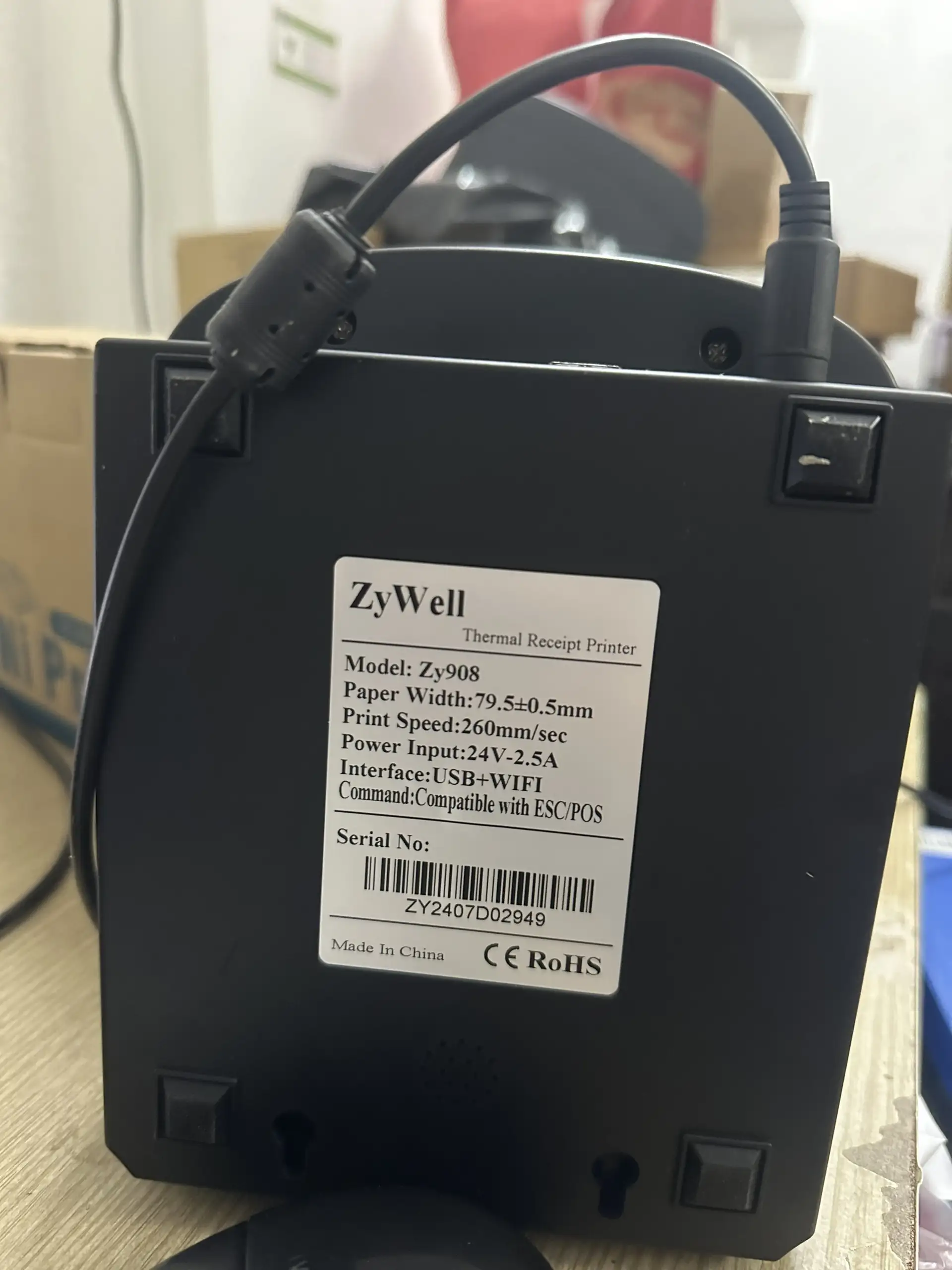 máy in nhiệt ZY908 Máy In Wifi Không Dây ZY908 Kết Nối Phần Mềm CukCuk