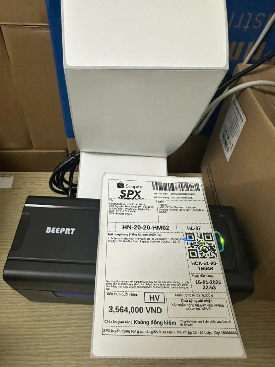 Máy In Đơn Hàng Bluetooth 480BT In Đơn Shopee Bằng Máy Tính Và Điện Thoại