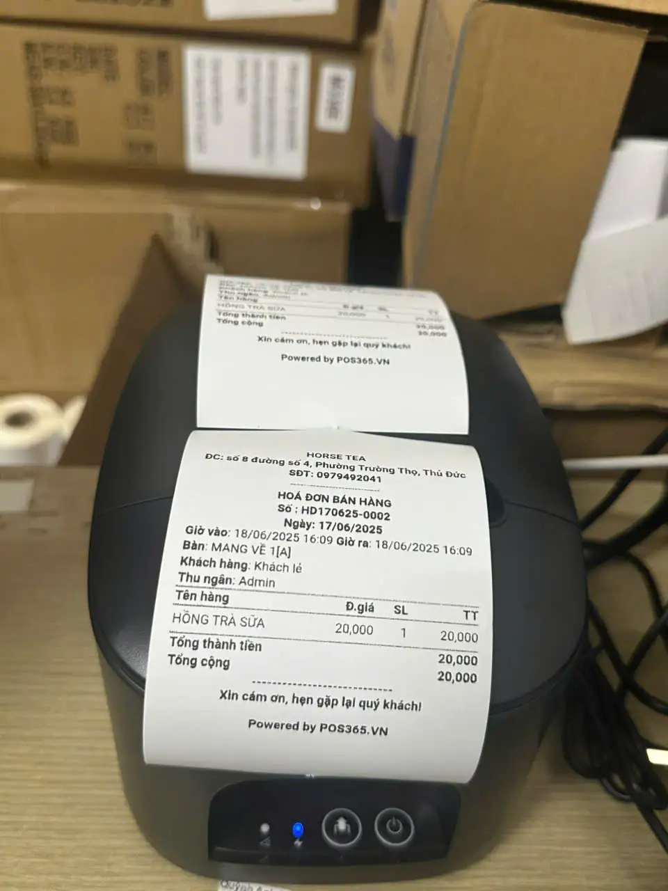 Máy In Hóa Đơn Kết Nối Điện Thoại Qua App Pos365 Xprinter Q80BS USB LAN