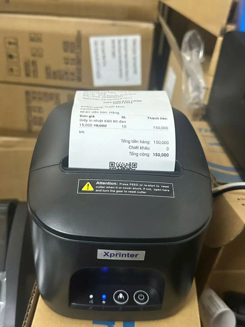 Máy In Hóa Đơn Kết Nối App KiotViet Qua Điện Thoại Xprinter Q80BS