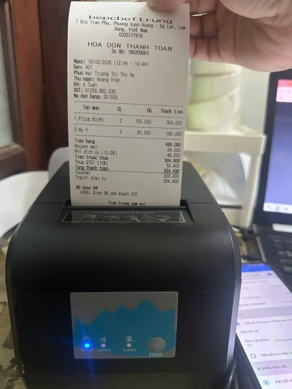 Máy In Wifi Không Dây ZY908 Kết Nối Phần Mềm CukCuk