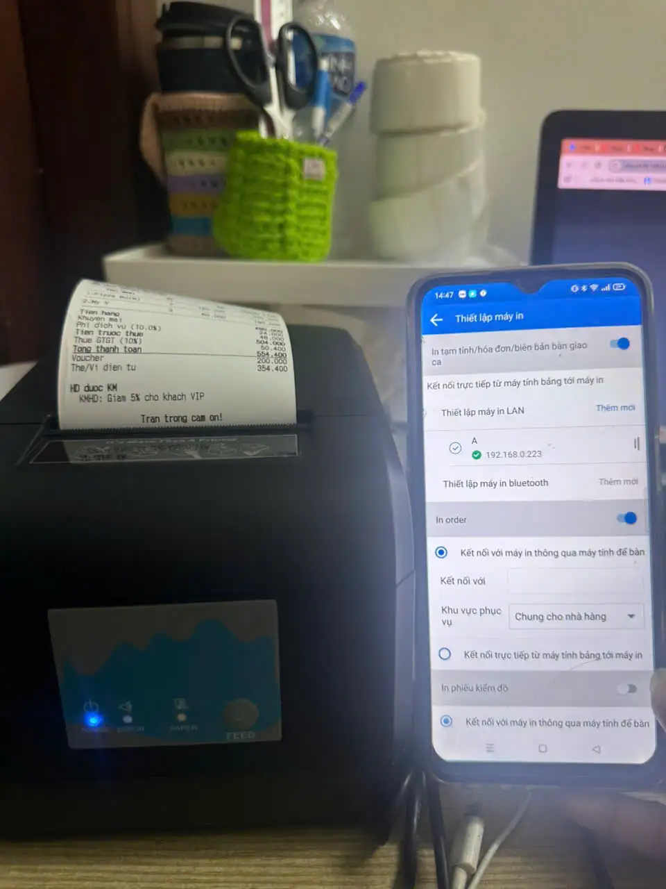máy in bill CukCuk Máy In Wifi Không Dây ZY908 Kết Nối Phần Mềm CukCuk