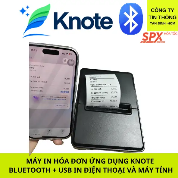 Máy in hóa đơn Bluetooth sử dụng ứng dụng Knote trên điện thoại Xprinter 58iib