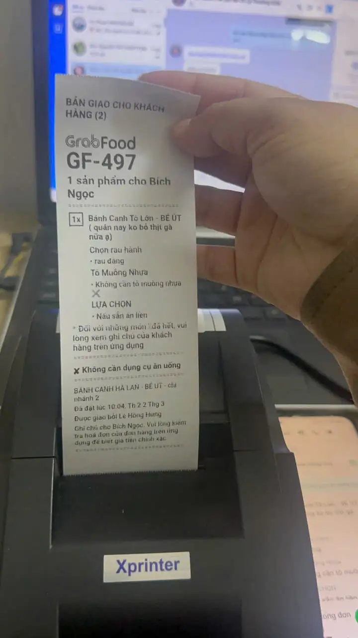 MÁY IN BILL GRABFOOD BLUETOOTH K58 XPRINTER XP-58IIH CẮM ĐIỆN