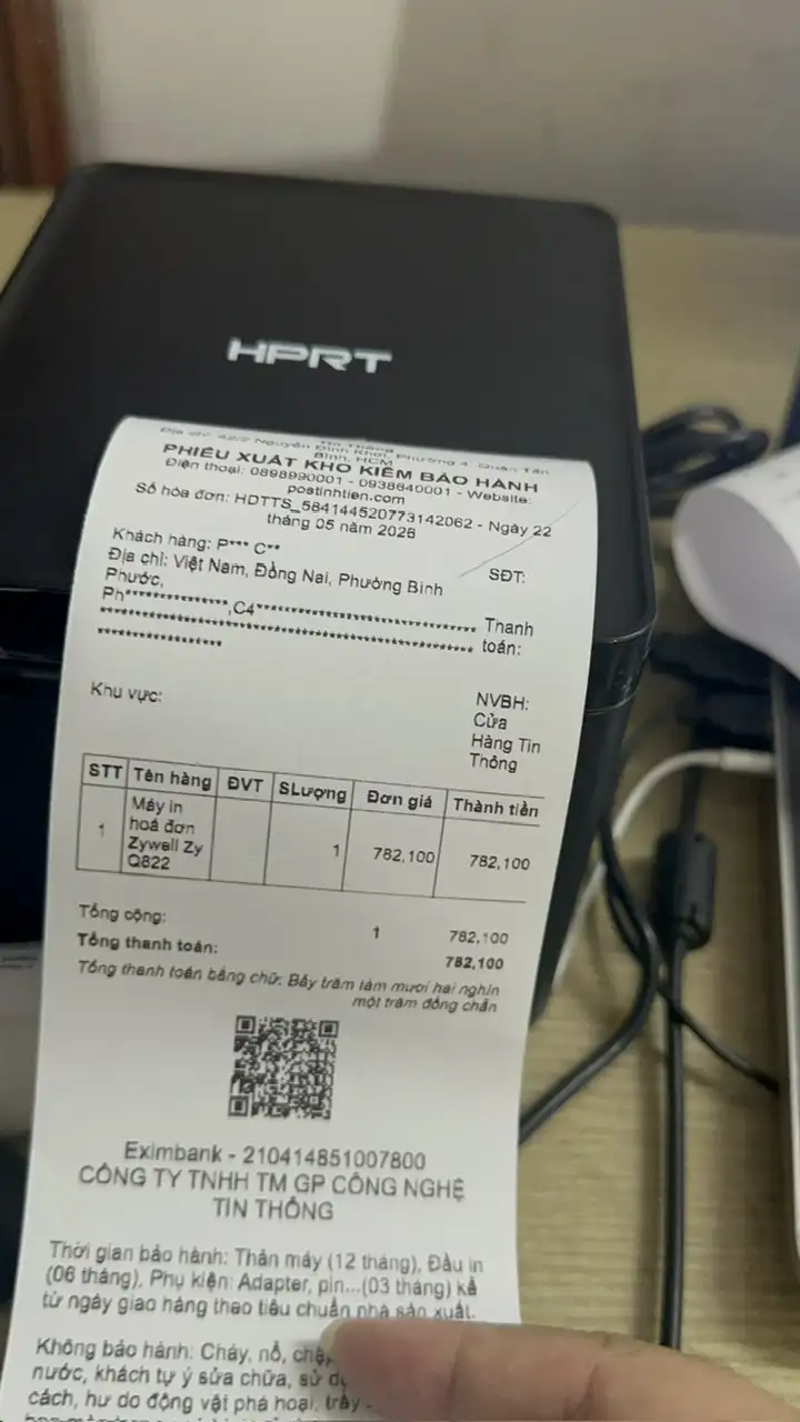 Máy In Hóa Đơn HPRT TP80N-M In KiotViet – Kết Nối USB, Bluetooth, WiFi